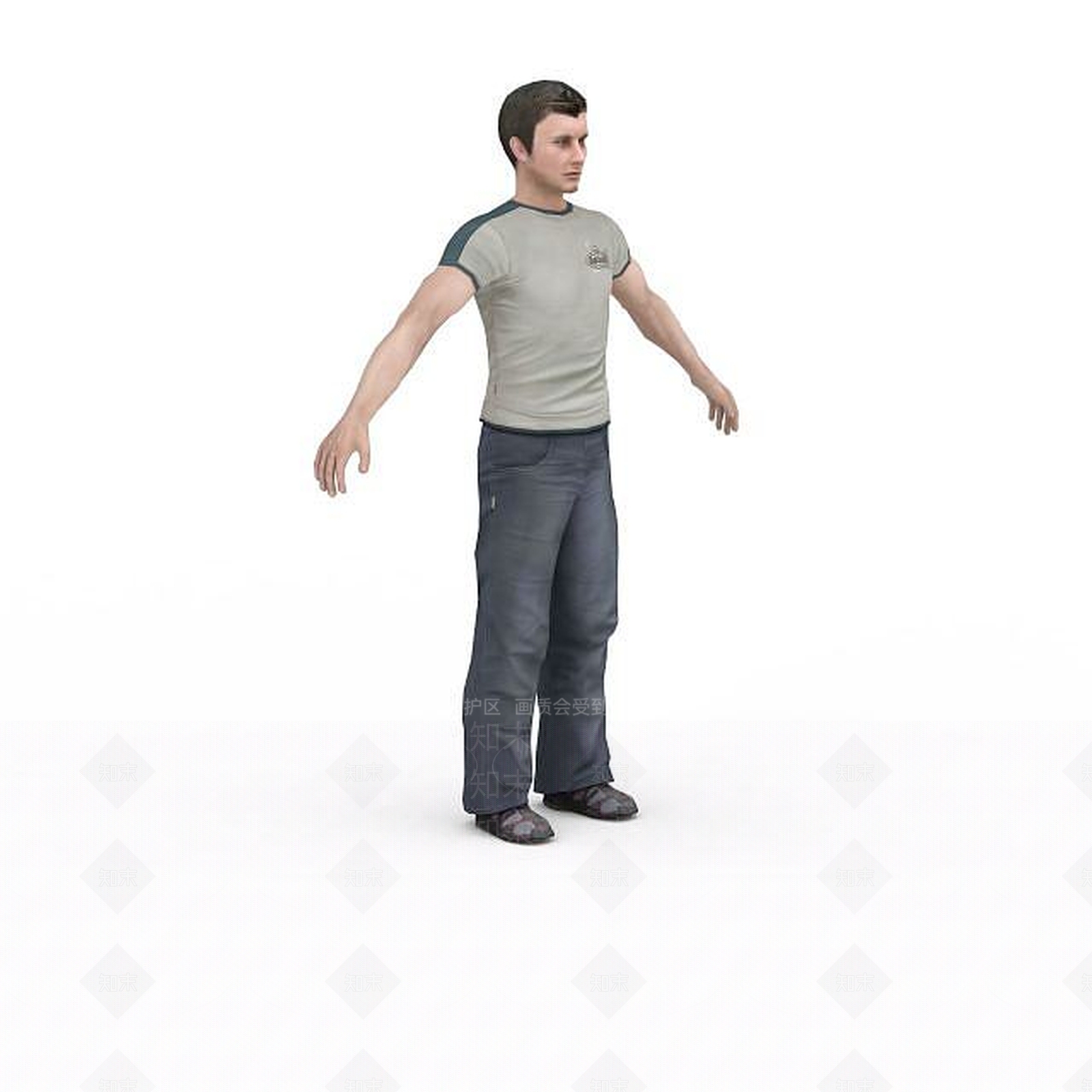 现代T恤男装3D模型下载【ID:1195588582】