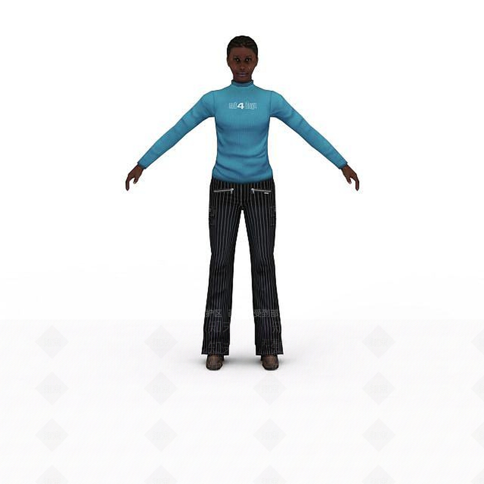 现代黑色皮肤女孩3D模型下载【ID:1195588642】
