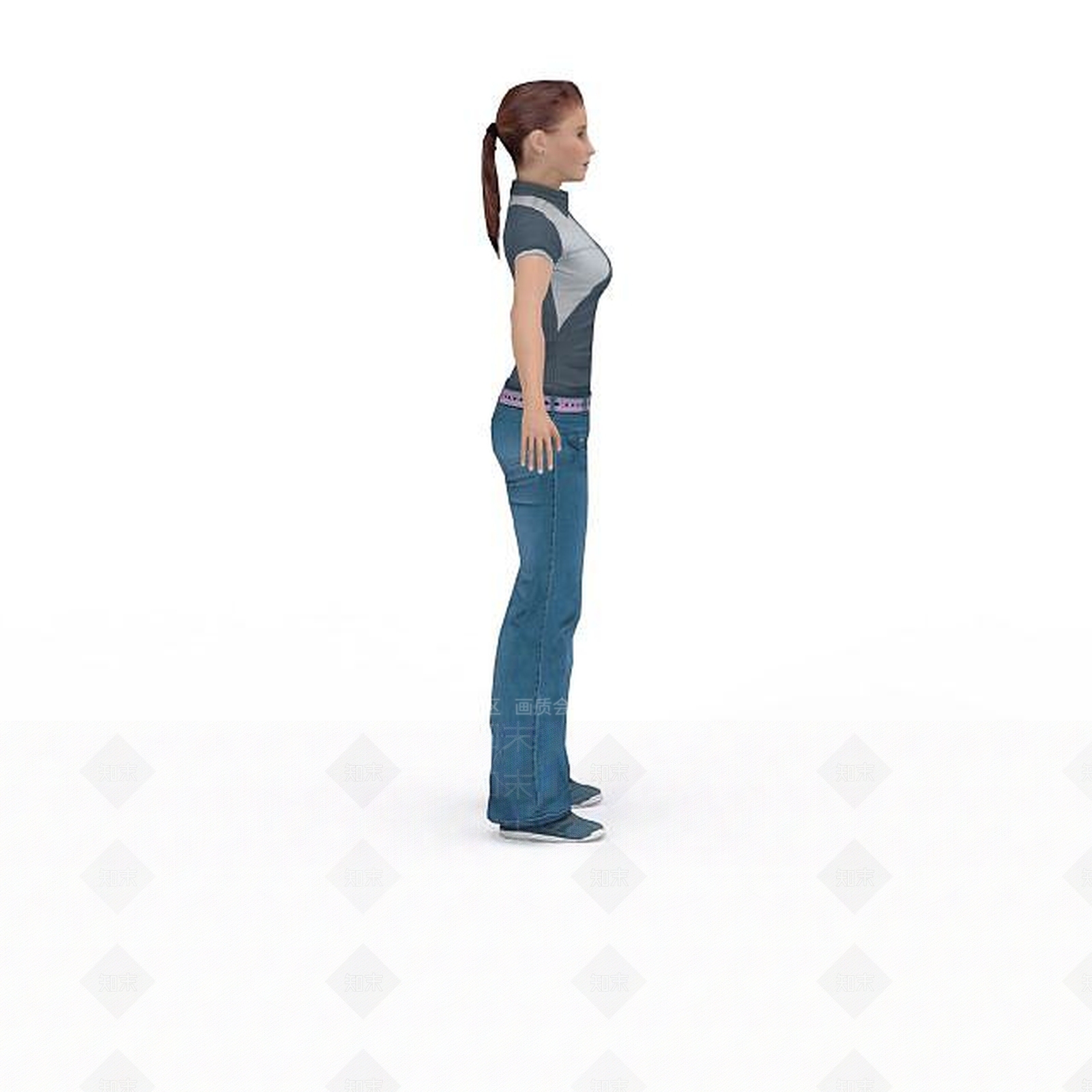 现代休闲运动装女人3D模型下载【ID:1195588729】