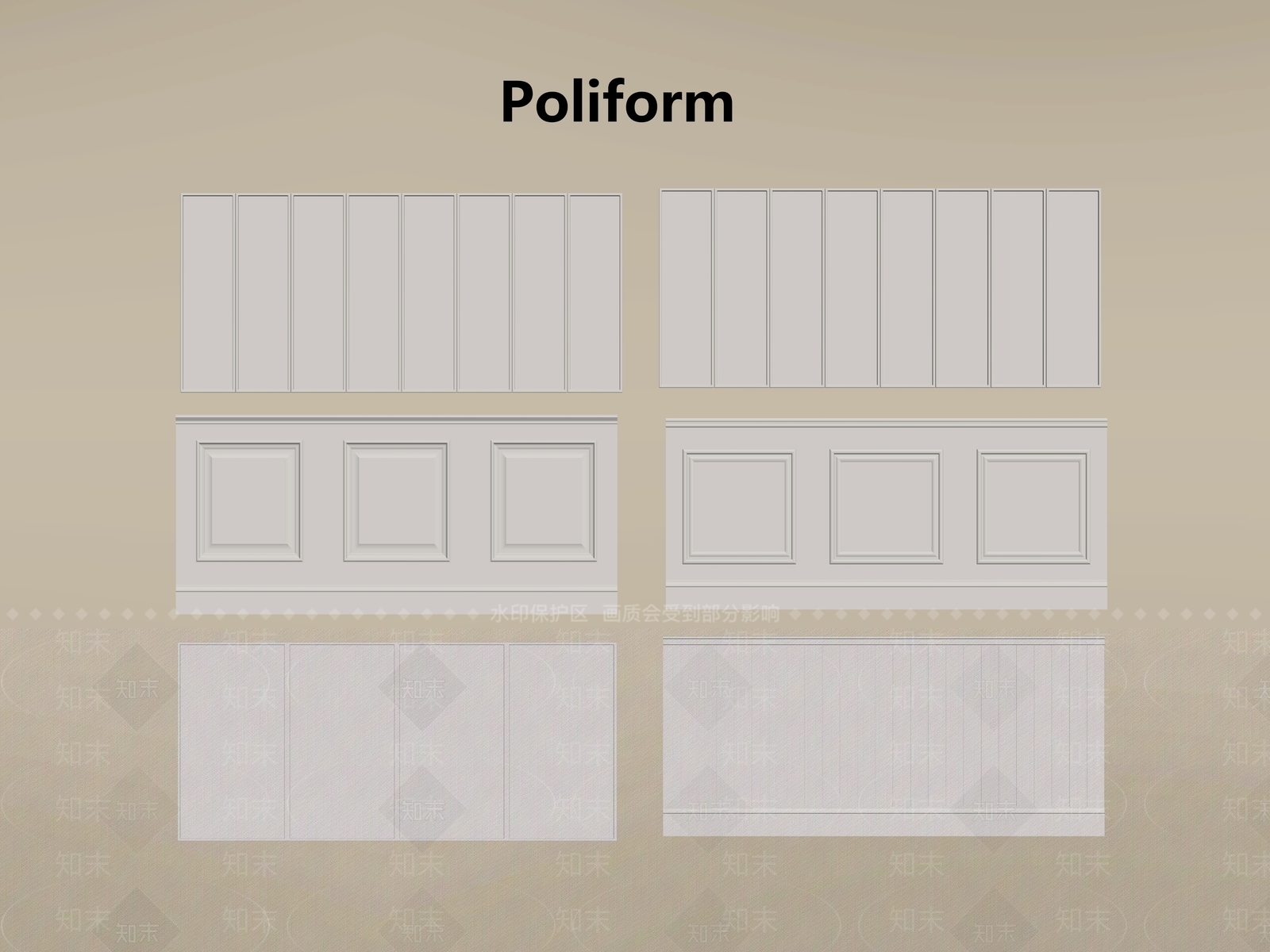 法式护墙板SU模型下载【ID:1195590695】