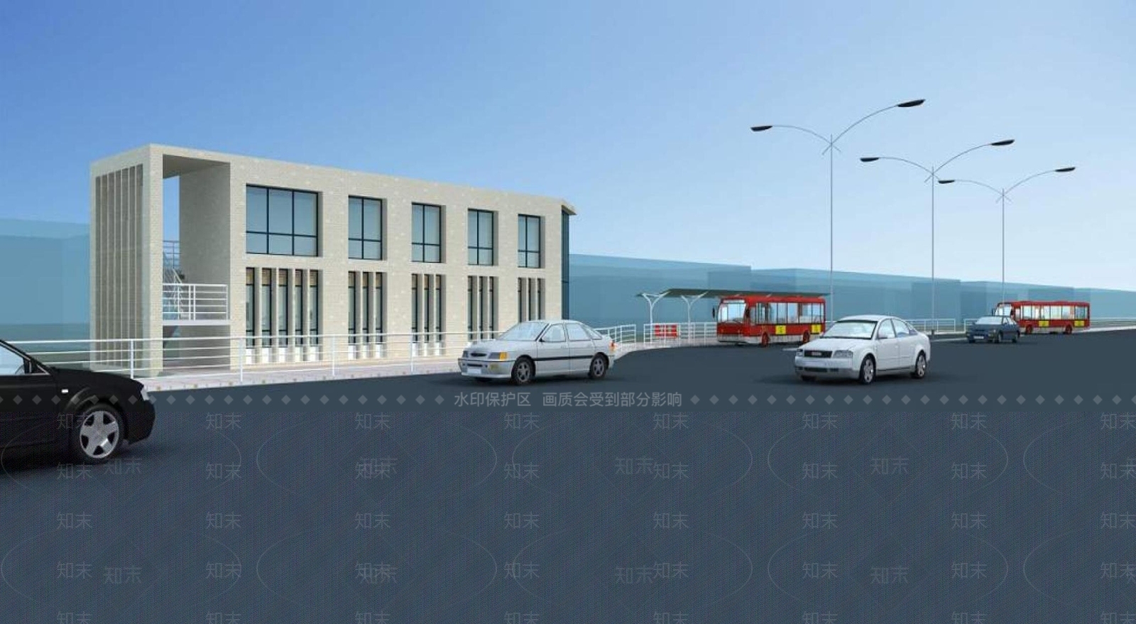现代车站外观3D模型下载【ID:1195591305】