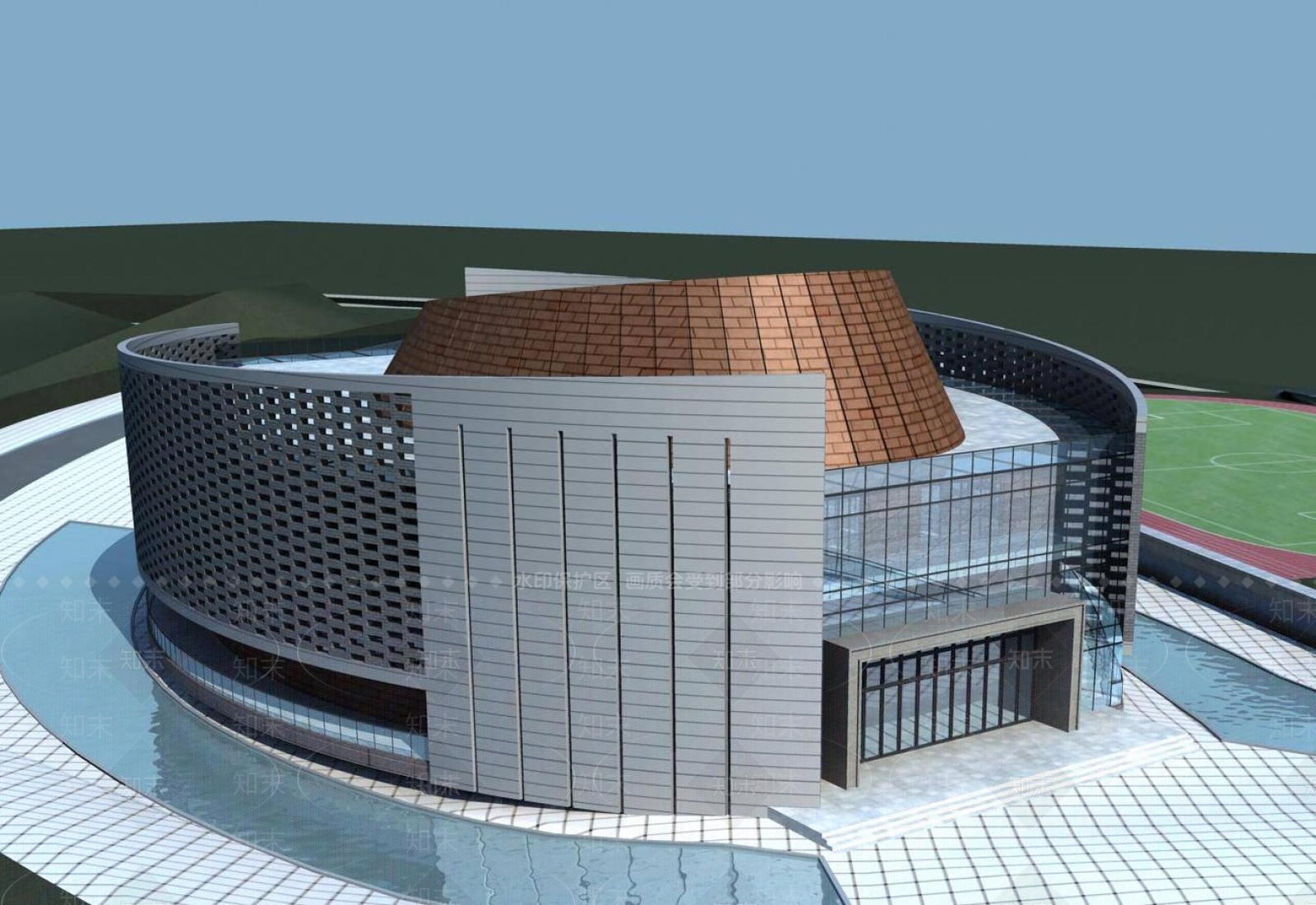 现代图书馆外观3D模型下载【ID:1195591484】