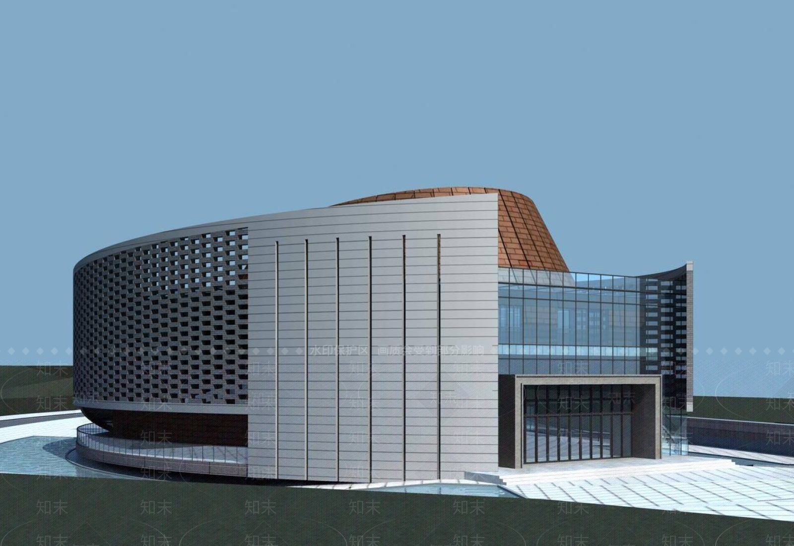 现代图书馆外观3D模型下载【ID:1195591484】