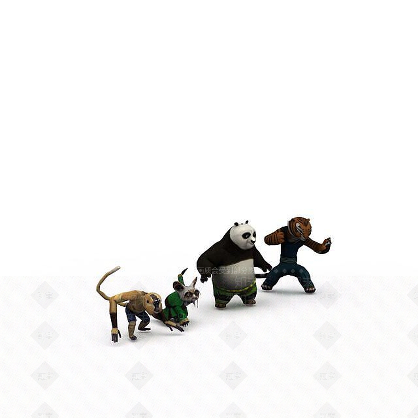 现代功夫熊猫一套组合3D模型下载【ID:1195591941】