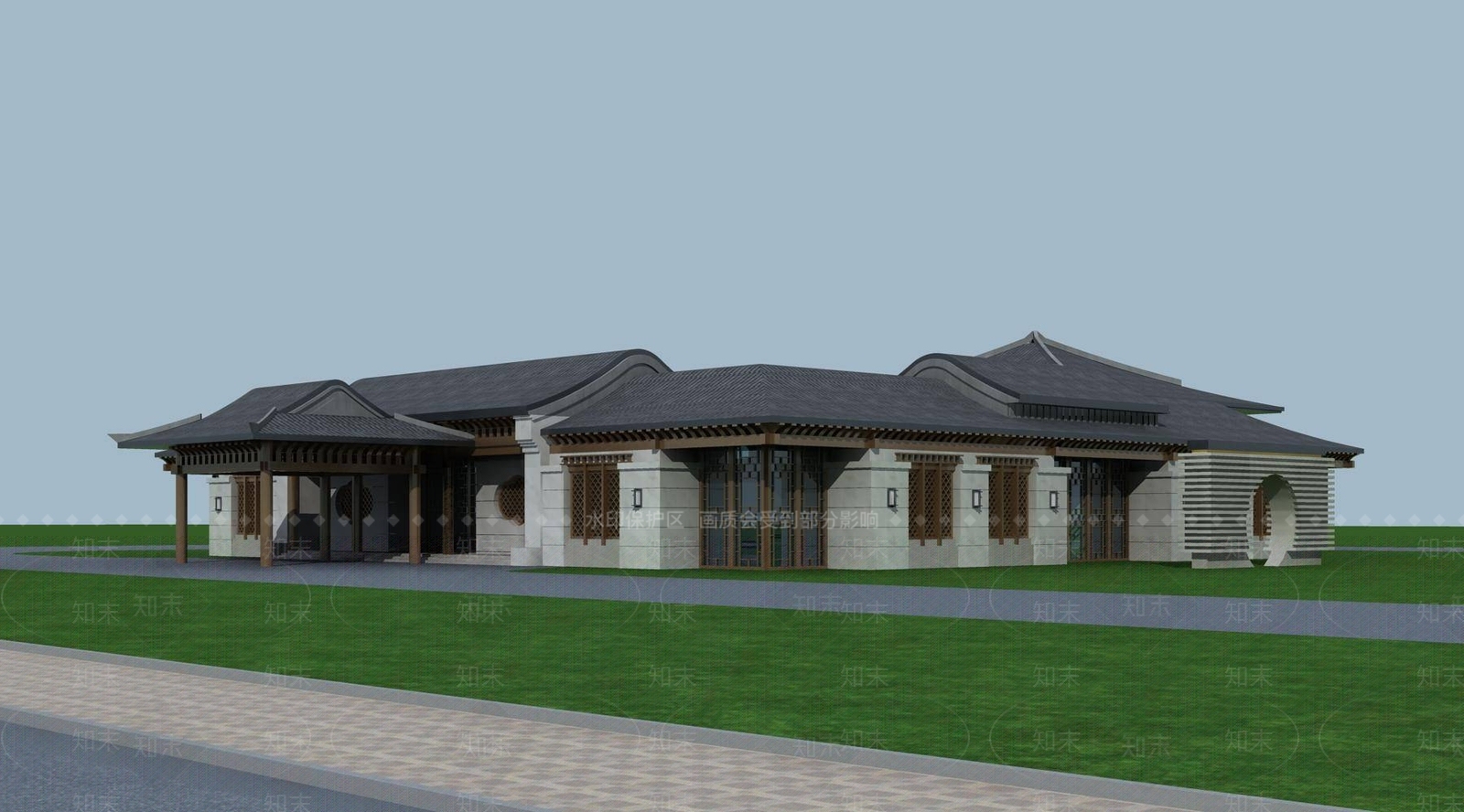 中式四合院3D模型下载【ID:1195592199】