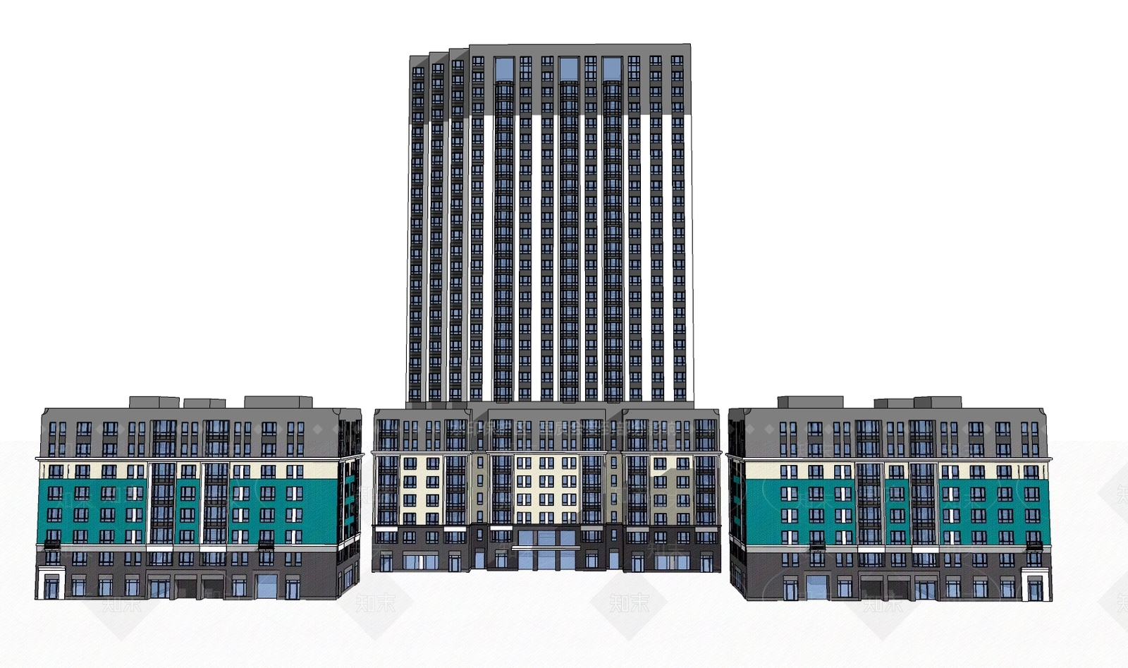 现代酒店建筑SU模型下载【ID:1195593844】