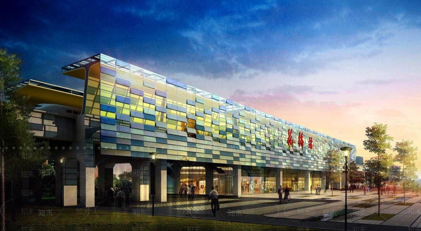 现代车站外观3D模型下载【ID:1195595311】