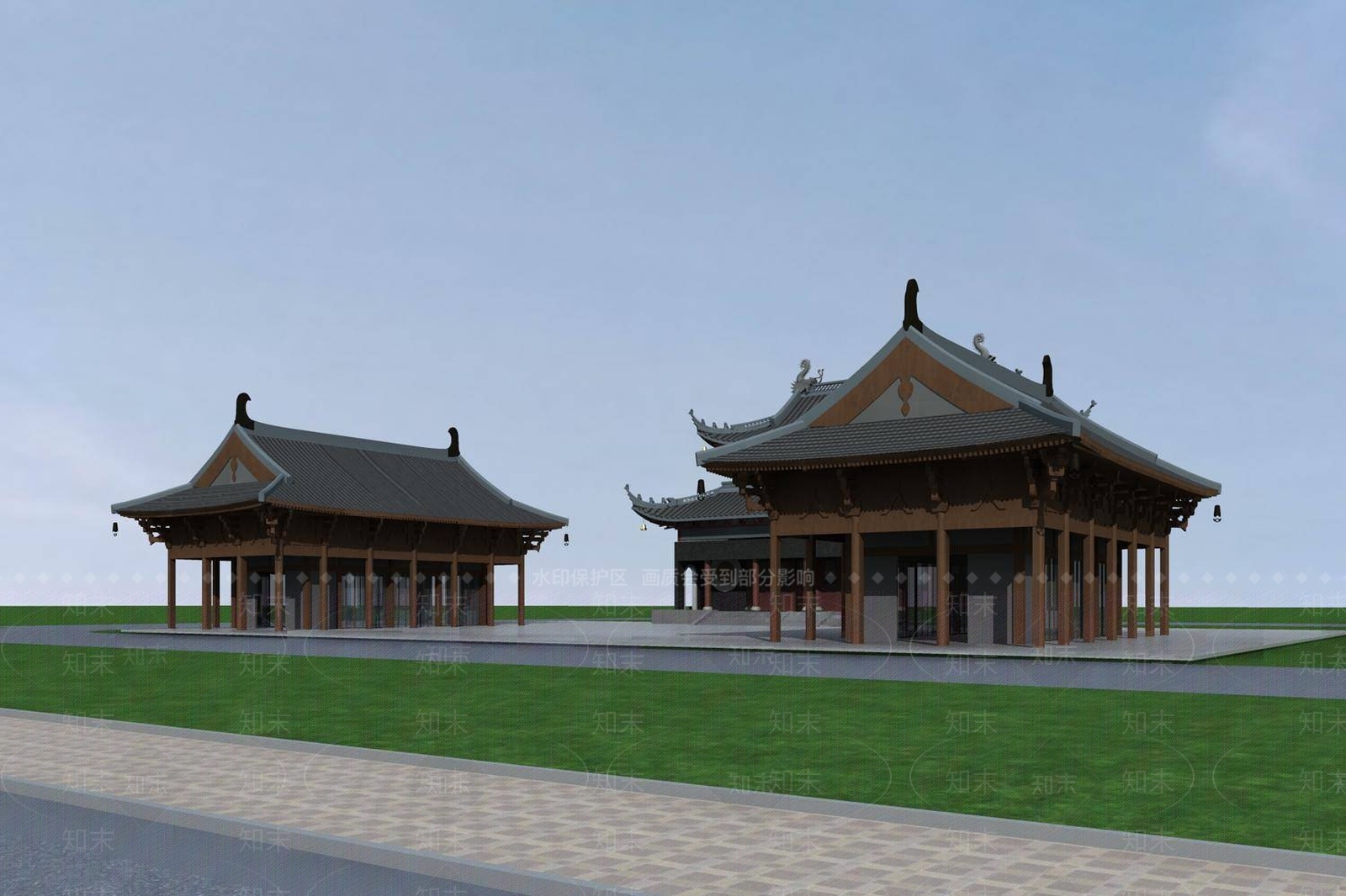 中式古建3D模型下载【ID:1195595475】