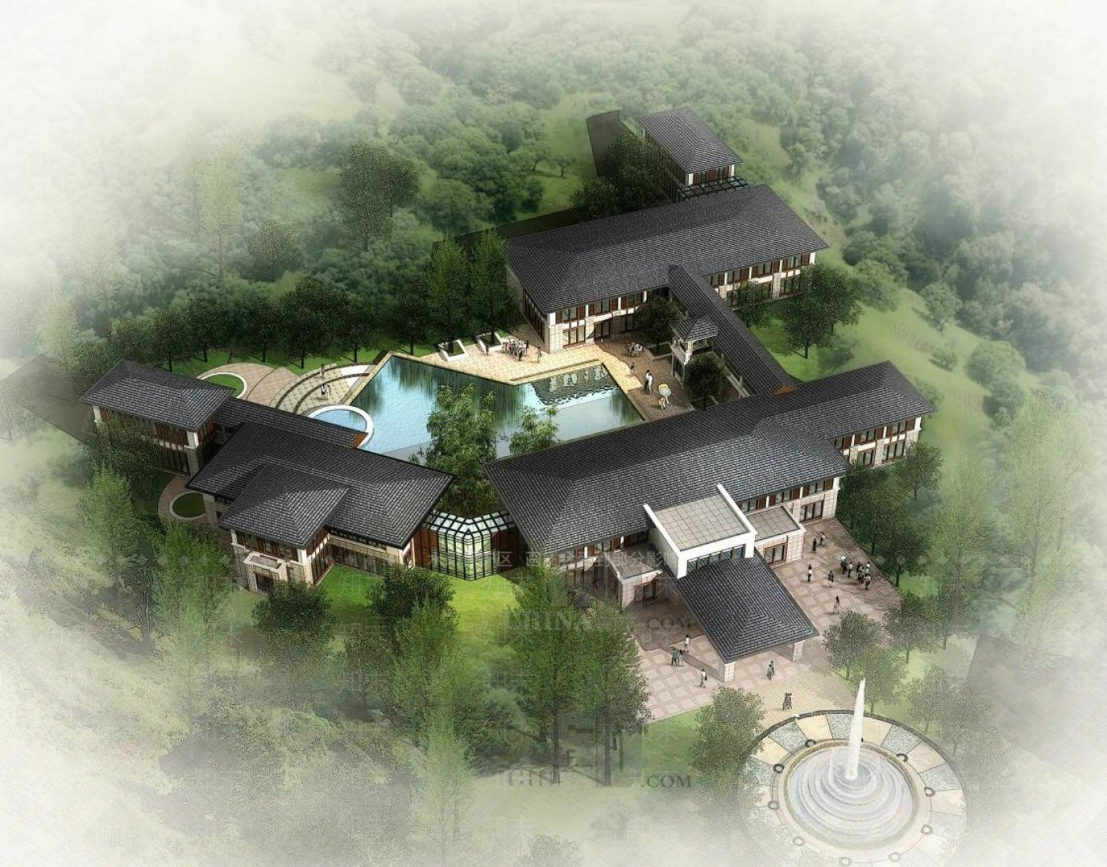 现代酒店外观3D模型下载【ID:1195595619】