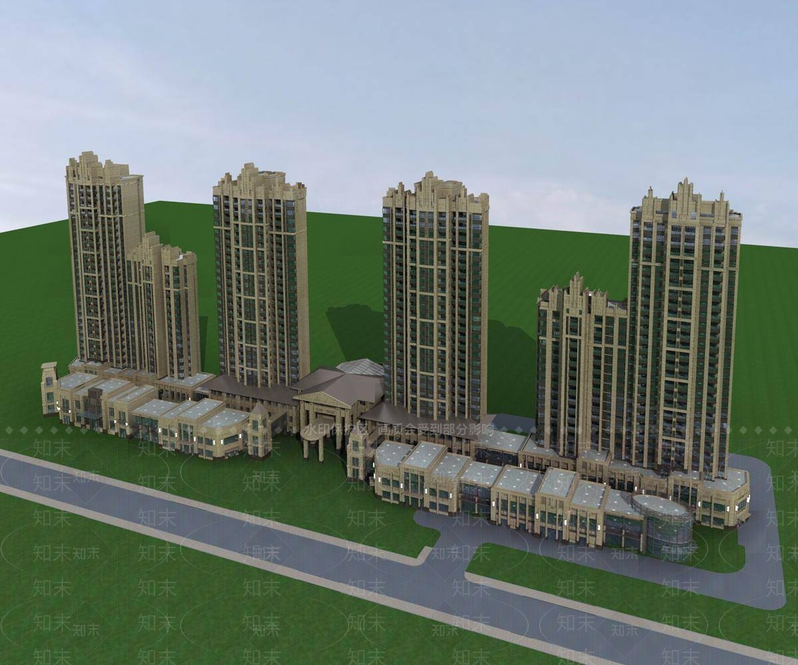 简欧高层住宅3D模型下载【ID:1195595748】