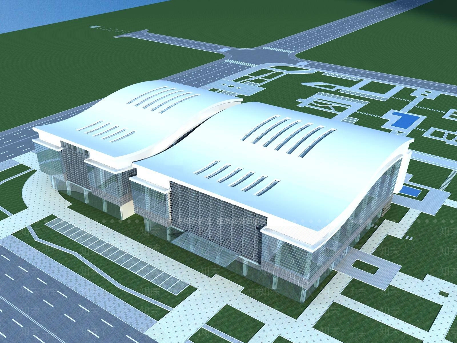 现代体育馆外观3D模型下载【ID:1195599527】