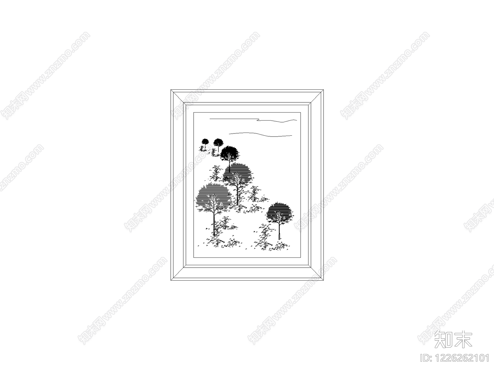 陈设类立面挂画cad施工图下载【ID:1226262101】