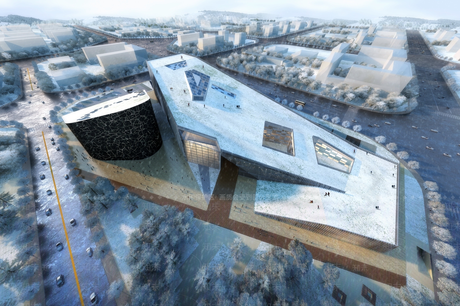 现代展览馆建筑SU模型下载【ID:1195604807】