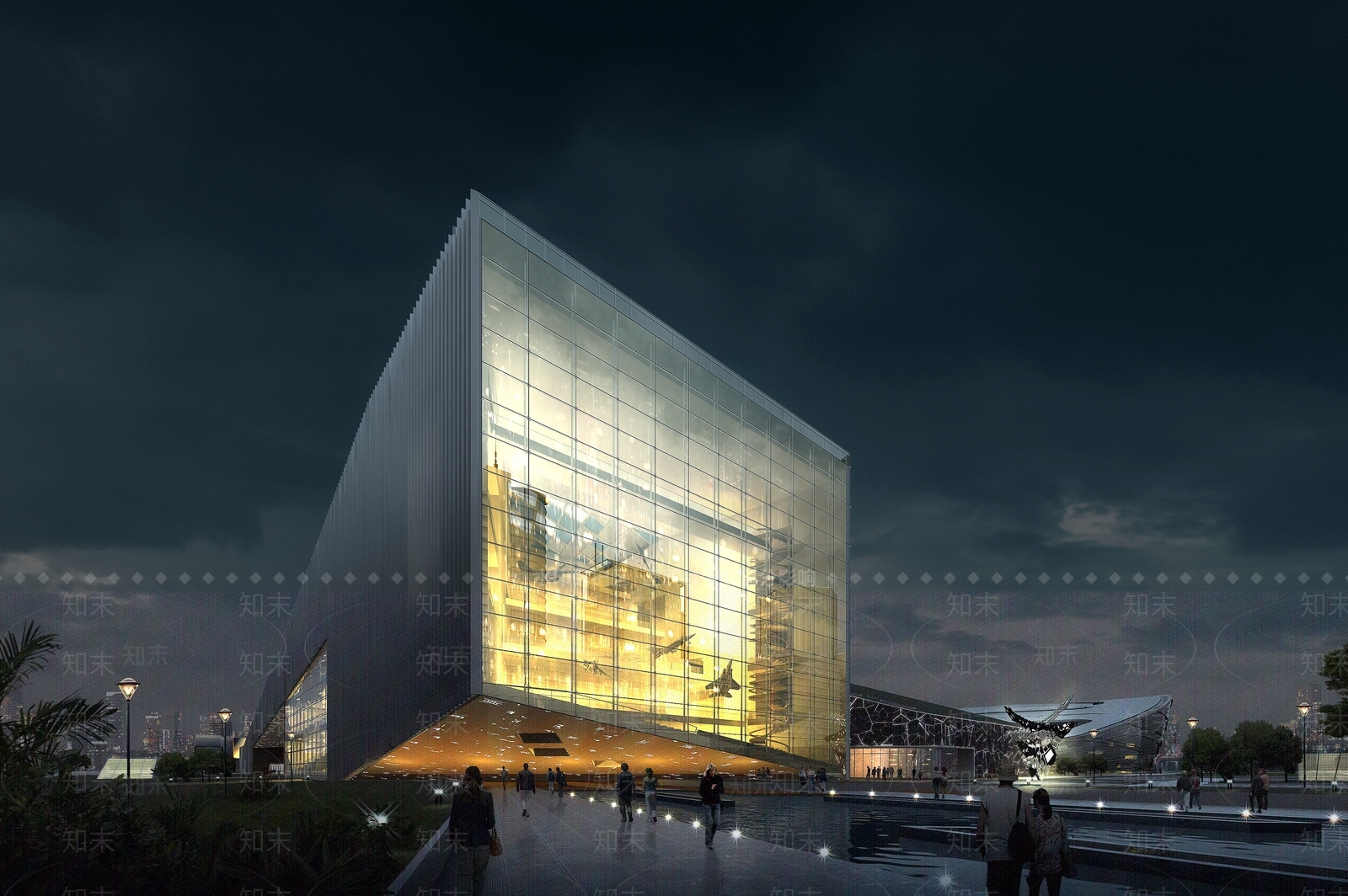 现代展览馆建筑SU模型下载【ID:1195604807】