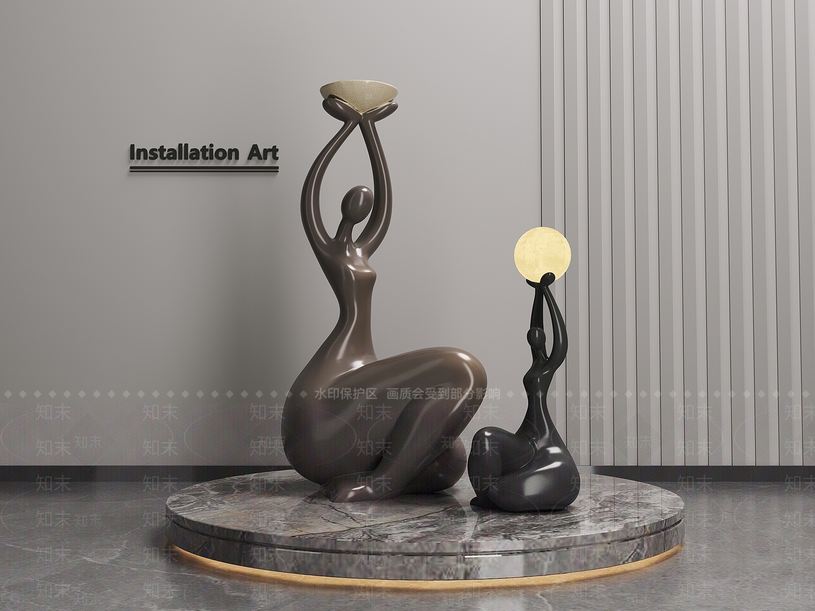 现代轻奢艺术装置3D模型下载【ID:1195605950】