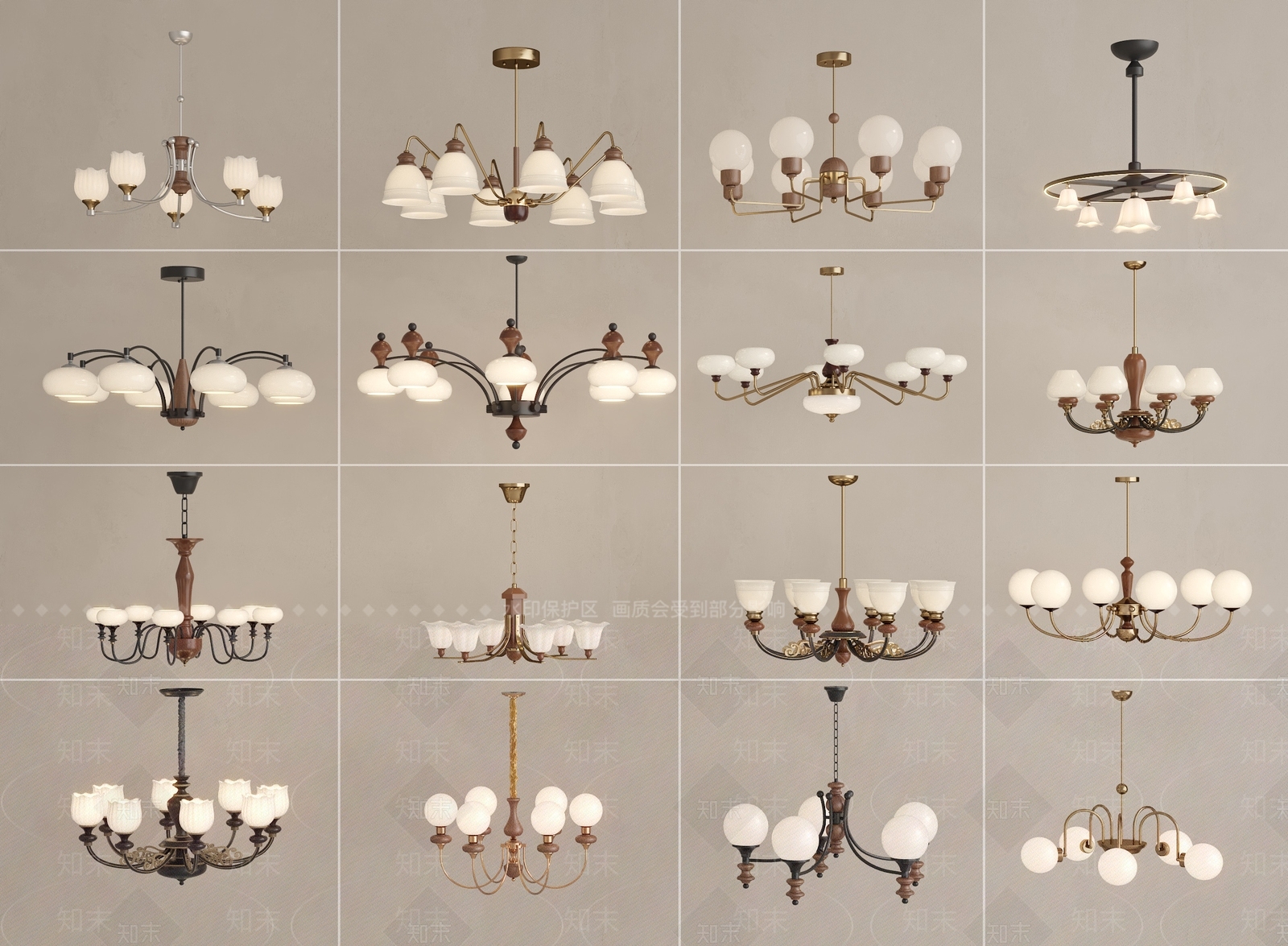 法式中古艺术吊灯3D模型下载【ID:1195606213】