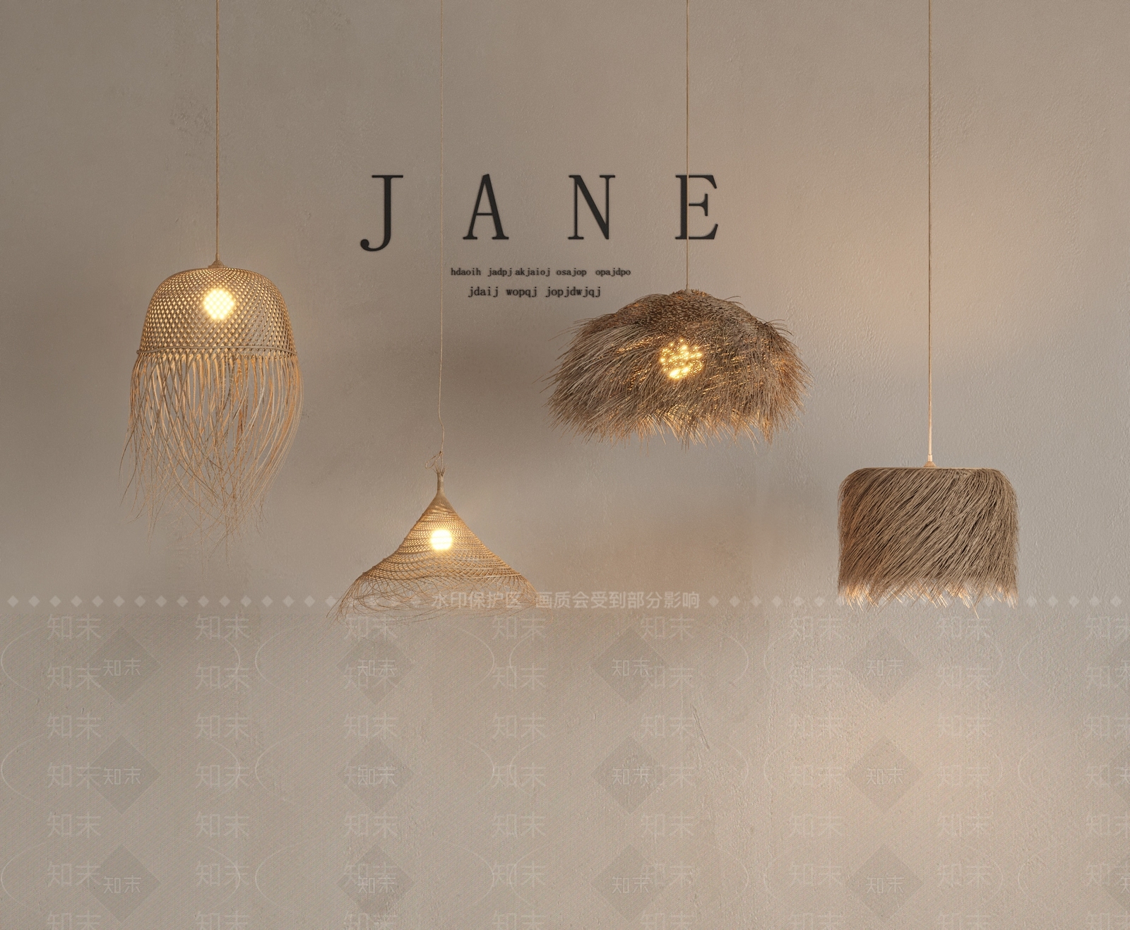 现代侘寂艺术吊灯3D模型下载【ID:1195607025】