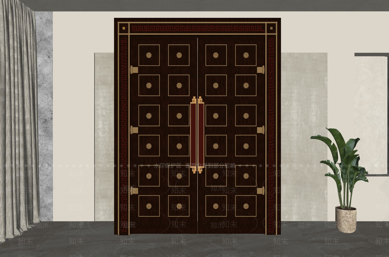 中式双开门SU模型下载【ID:1195608641】
