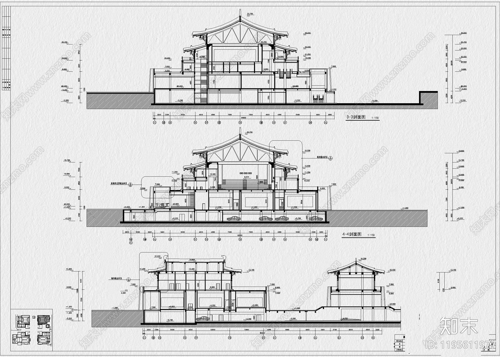 仿古建筑cad施工图下载【ID:1195611977】