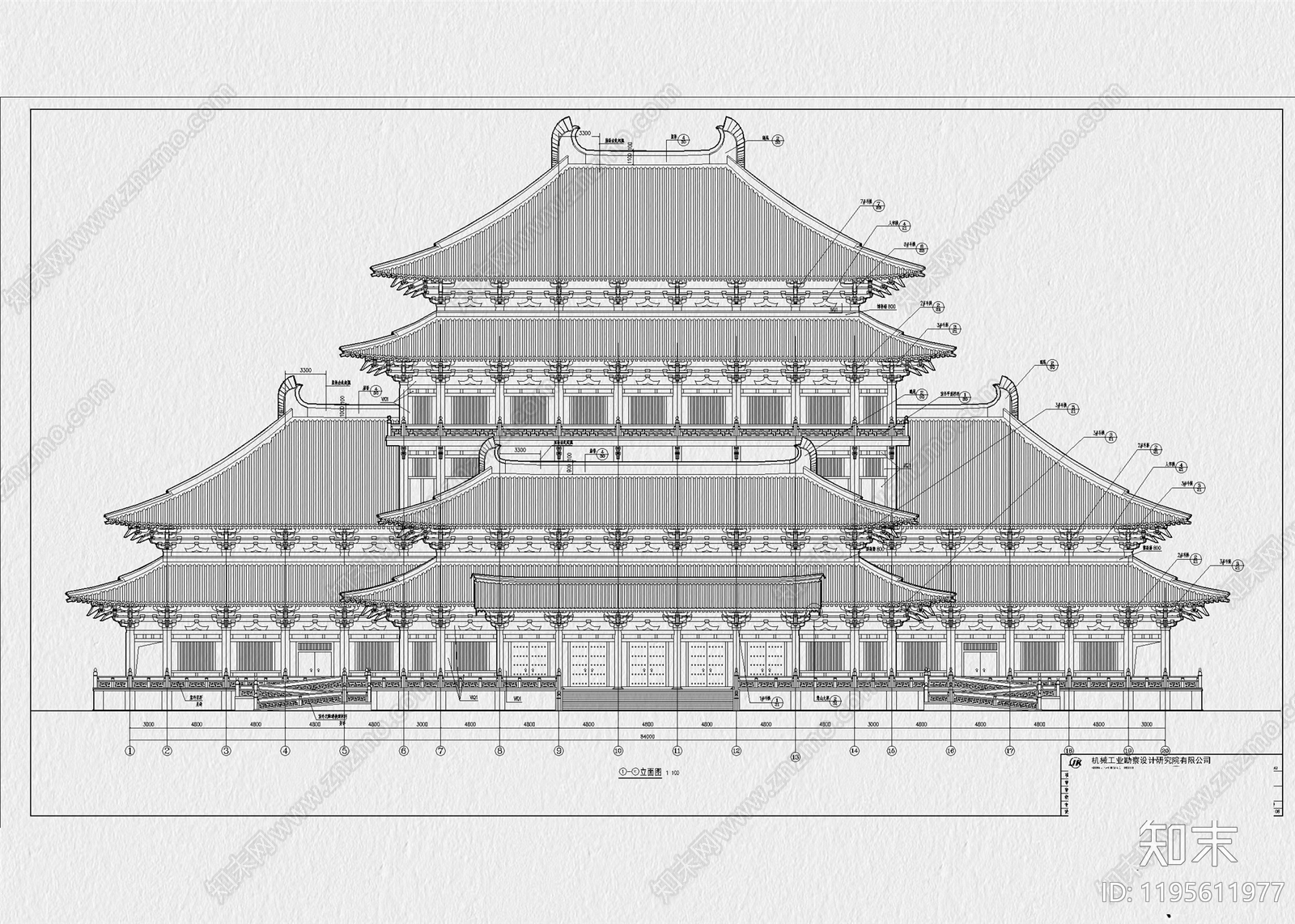 仿古建筑cad施工图下载【ID:1195611977】