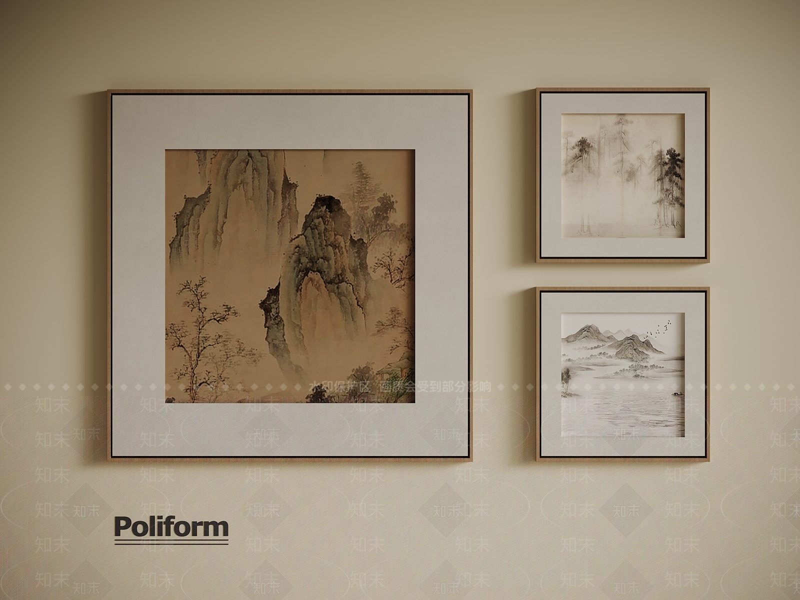 新中式挂画3D模型下载【ID:1195609605】