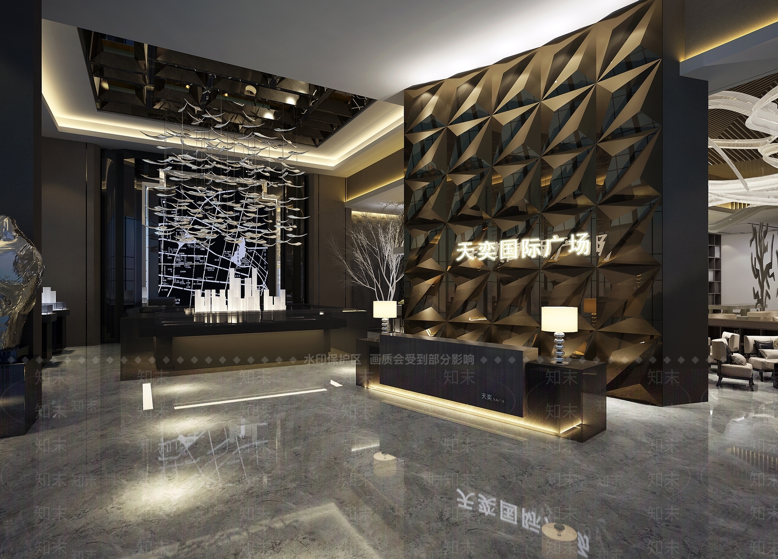 现代轻奢售楼处3D模型下载【ID:1195611598】