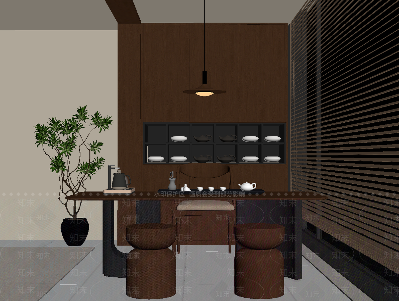 中古茶桌椅SU模型下载【ID:1195611582】