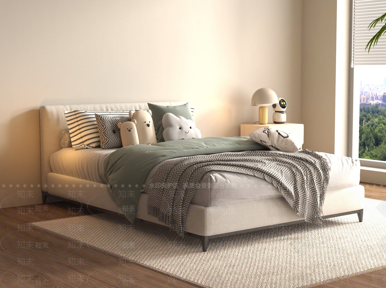 现代儿童床3D模型下载【ID:1195613807】