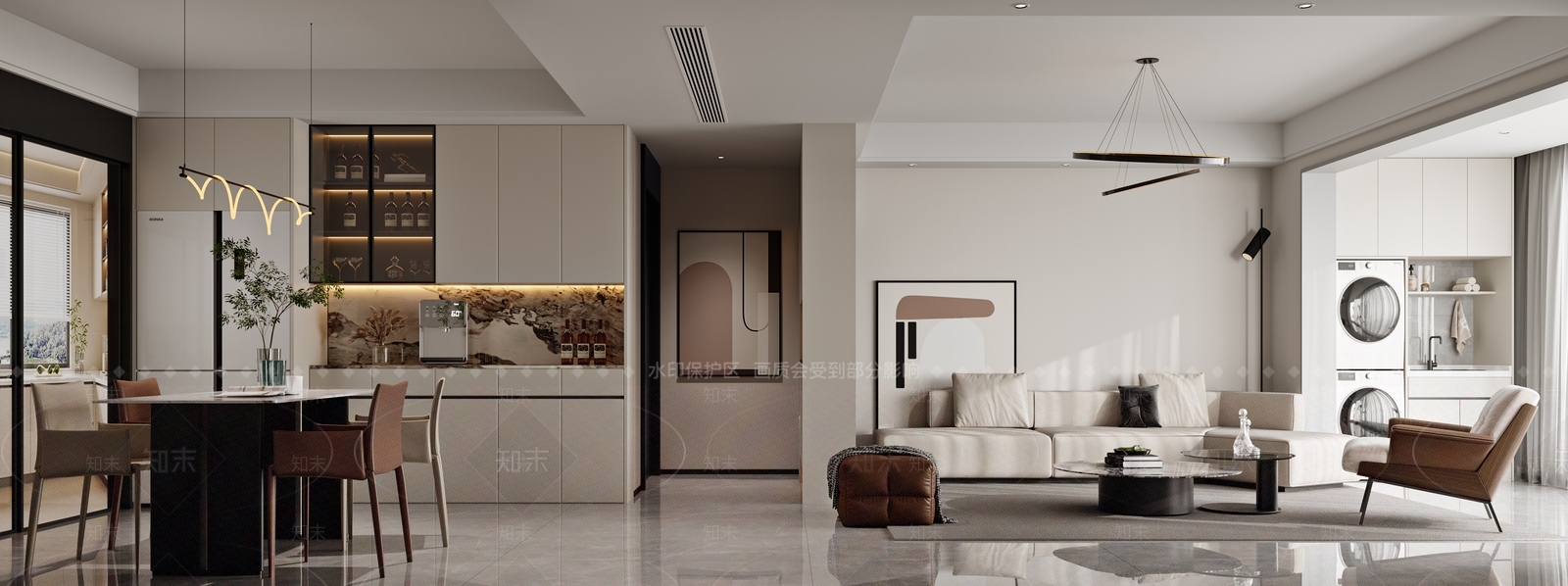 现代简约家居客厅3D模型下载【ID:1195615114】