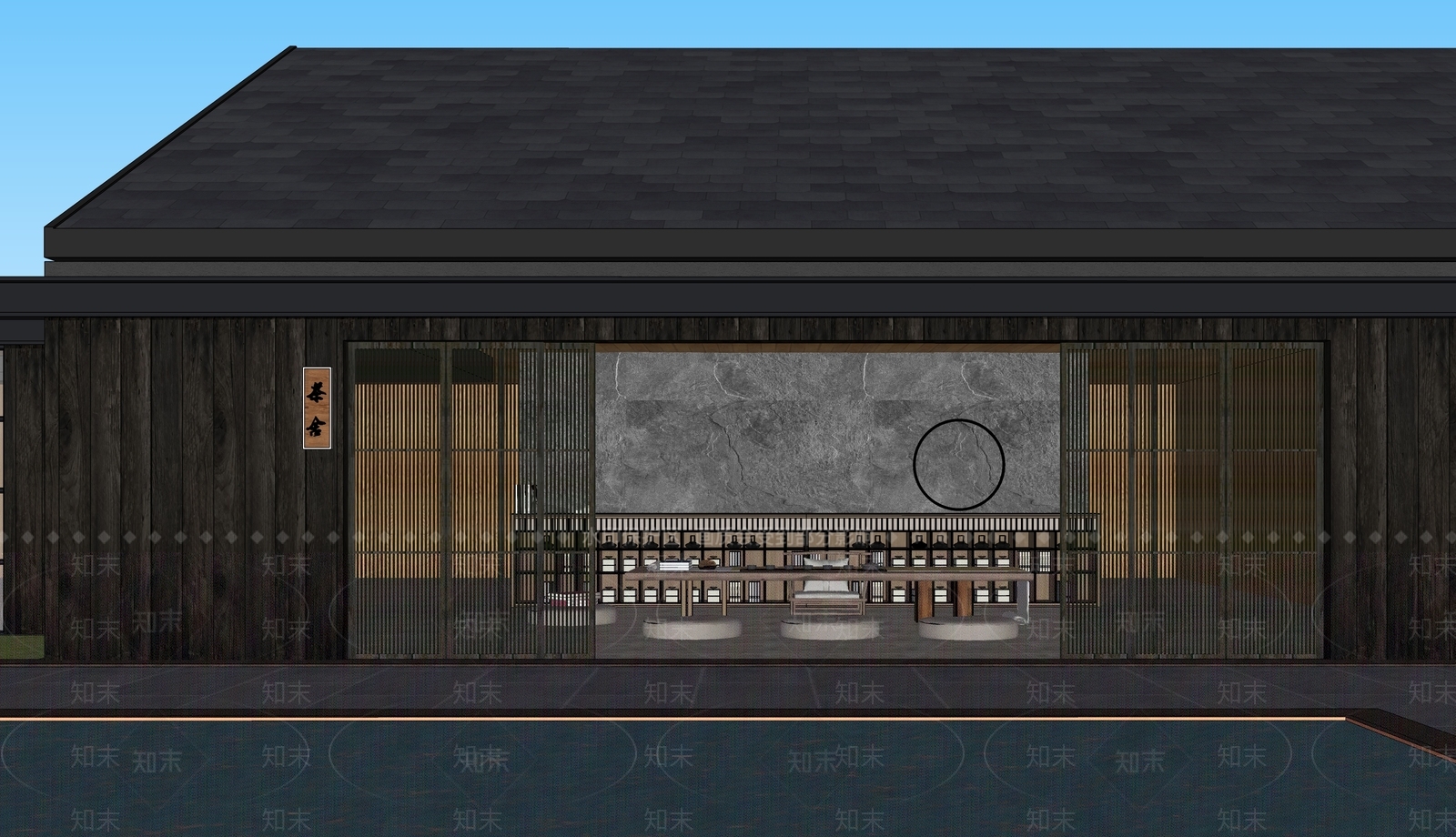 现代日式民宿建筑SU模型下载【ID:1195617675】