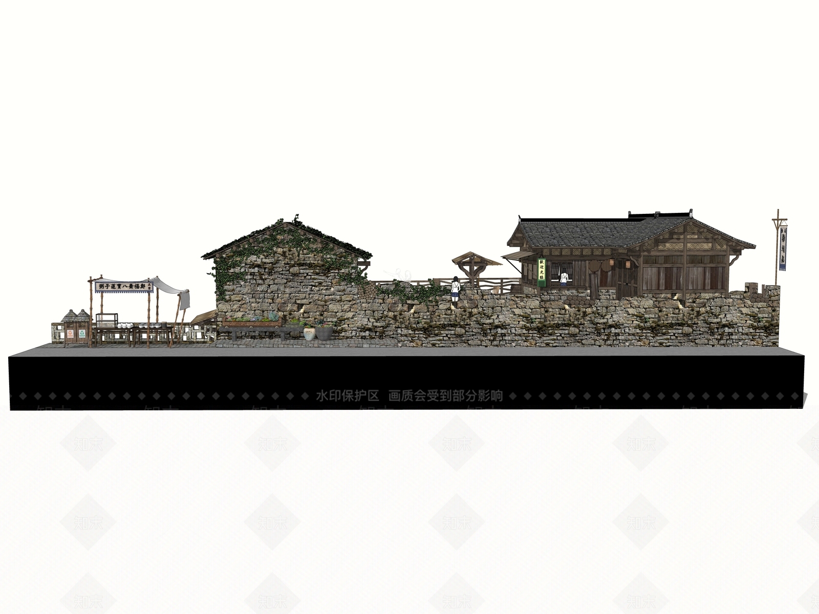 中式乡村民房SU模型下载【ID:1195618314】