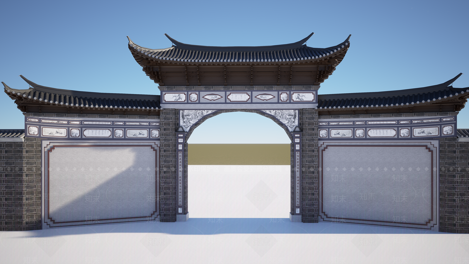 中式复古古建筑SU模型下载【ID:1195618956】