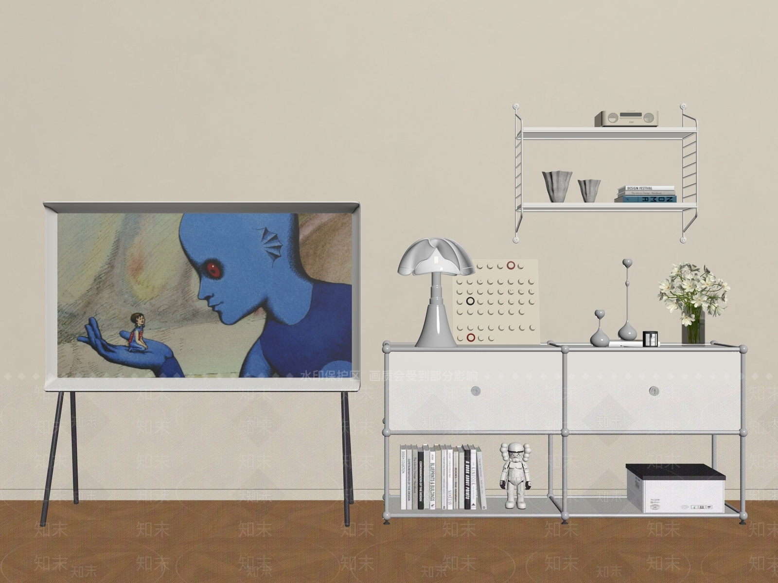现代北欧玄关柜3D模型下载【ID:1195618954】