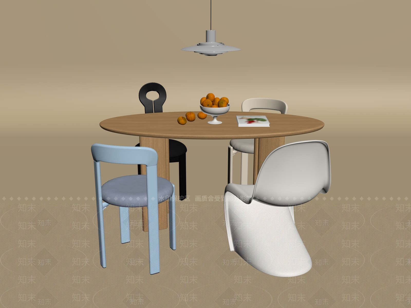 现代餐桌椅SU模型下载【ID:1195619505】