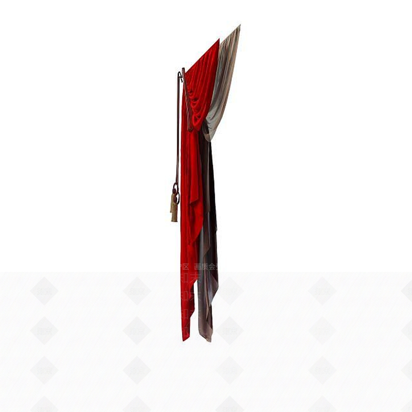 现代红色窗帘3D模型下载【ID:1195621812】