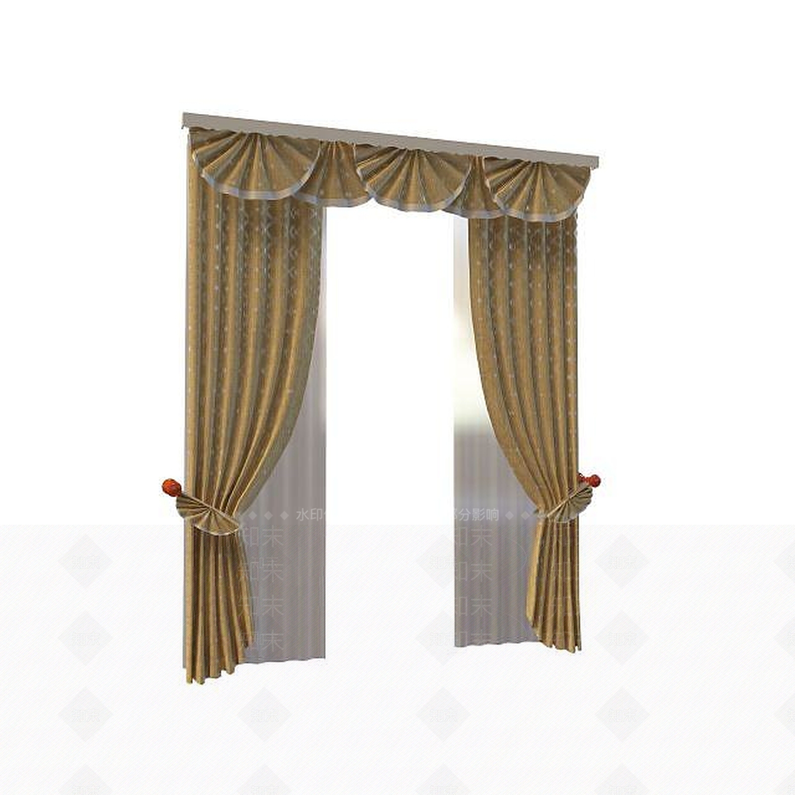 现代简约窗帘3D模型下载【ID:1195622172】