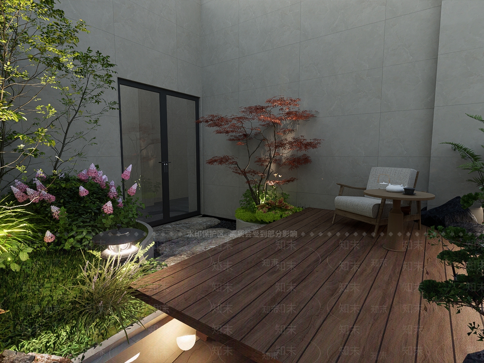 新中式屋顶花园SU模型下载【ID:1195931994】