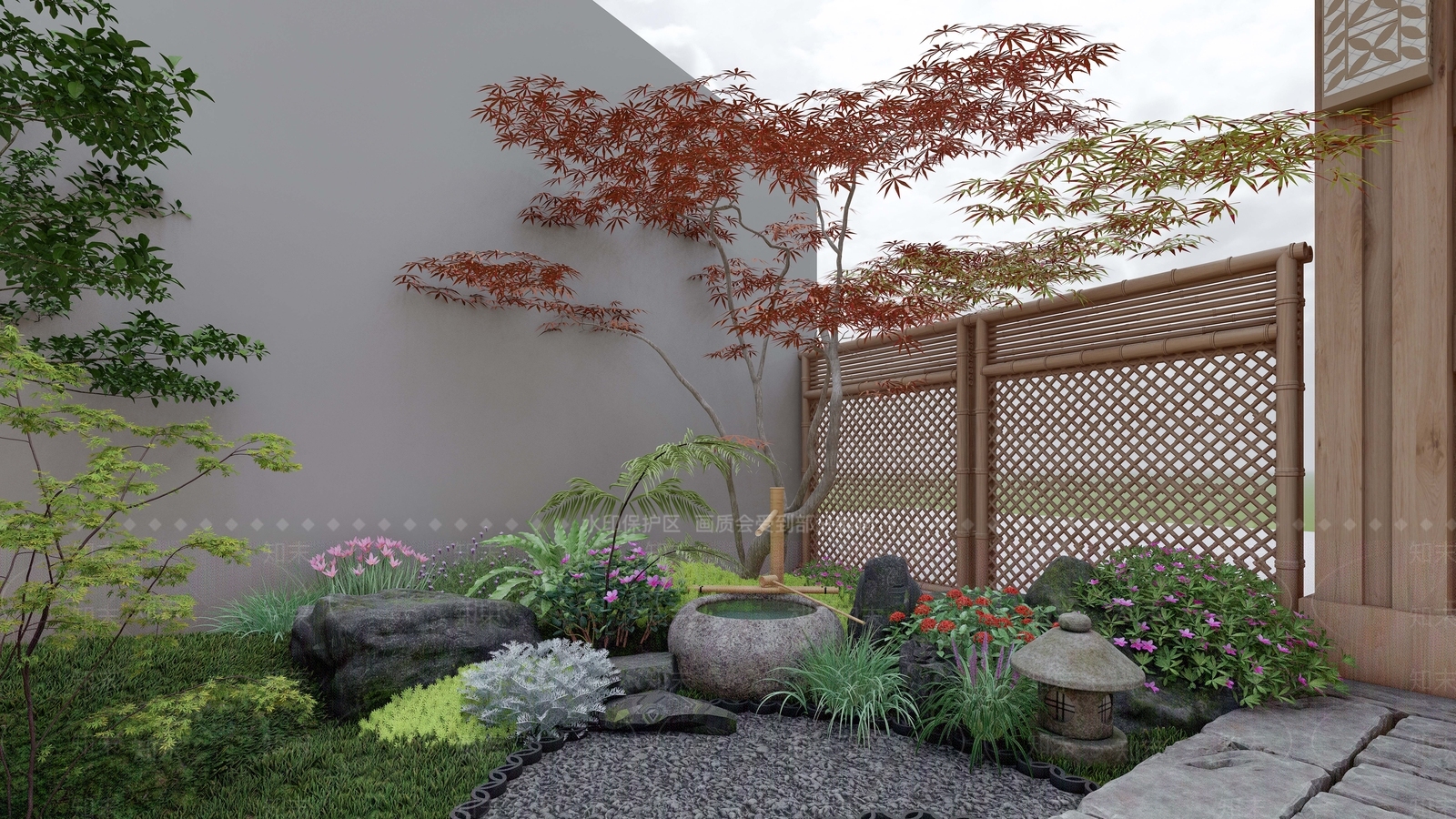新中式日式乡村庭院SU模型下载【ID:1195623867】