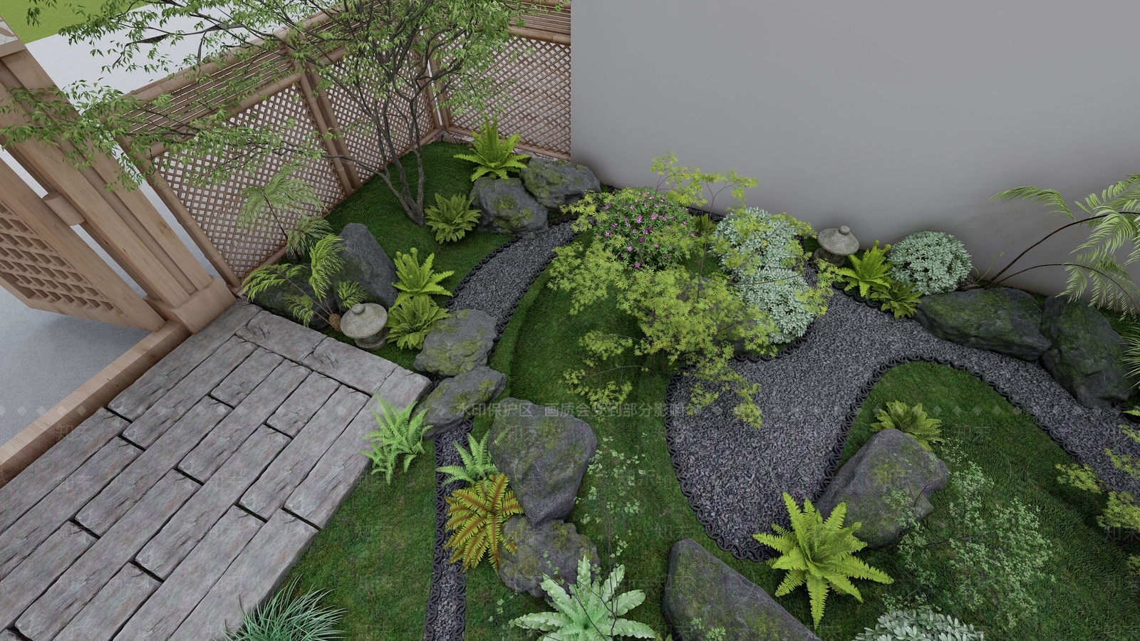 新中式日式乡村庭院SU模型下载【ID:1195623867】