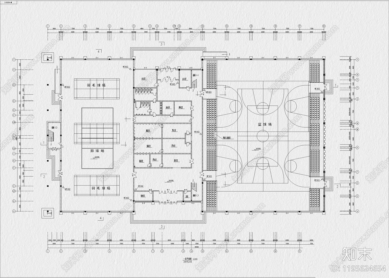 现代体育馆cad施工图下载【ID:1195624654】