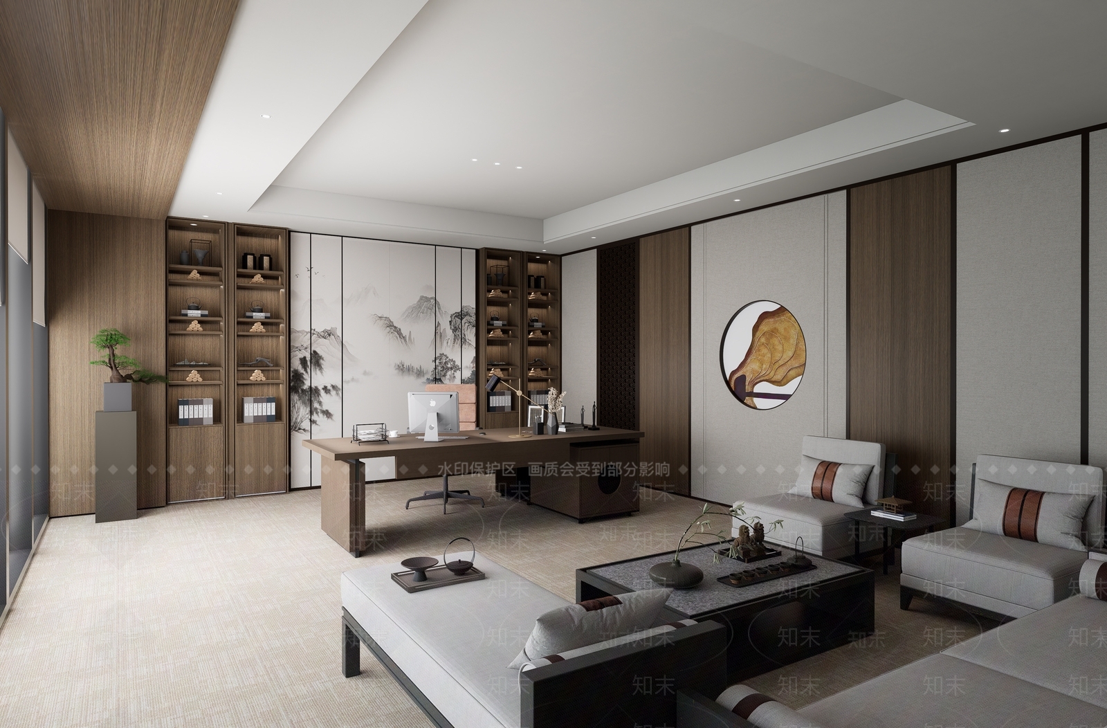 新中式中式经理办公室SU模型下载【ID:1195624524】