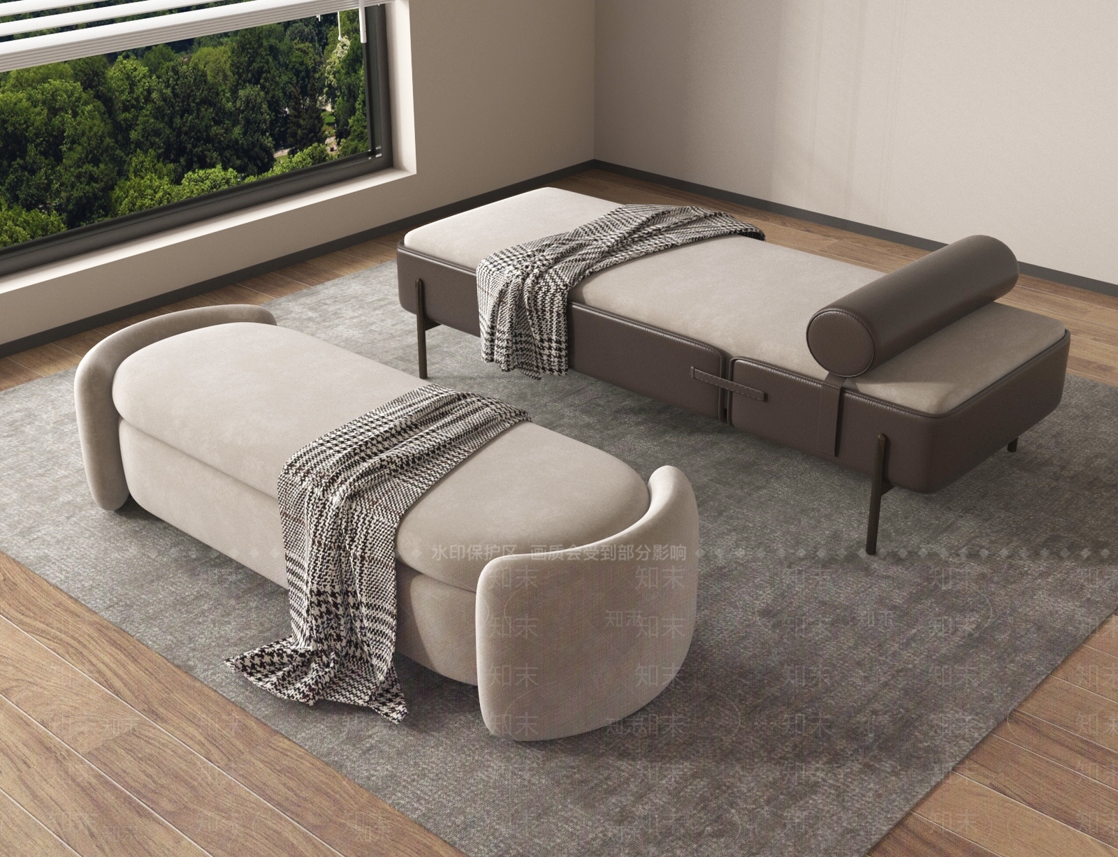 意式床尾凳SU模型下载【ID:1195624799】