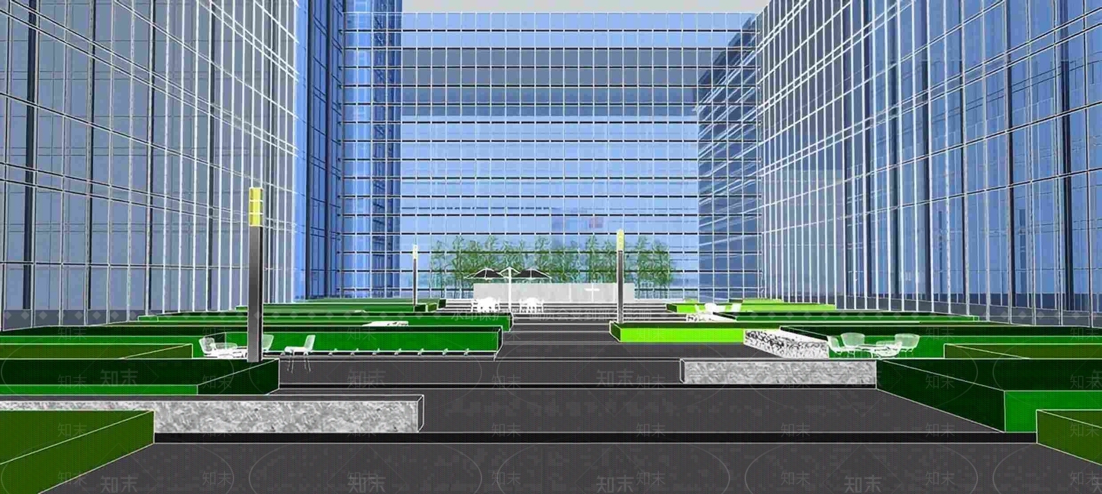 现代办公景观SU模型下载【ID:1195627850】