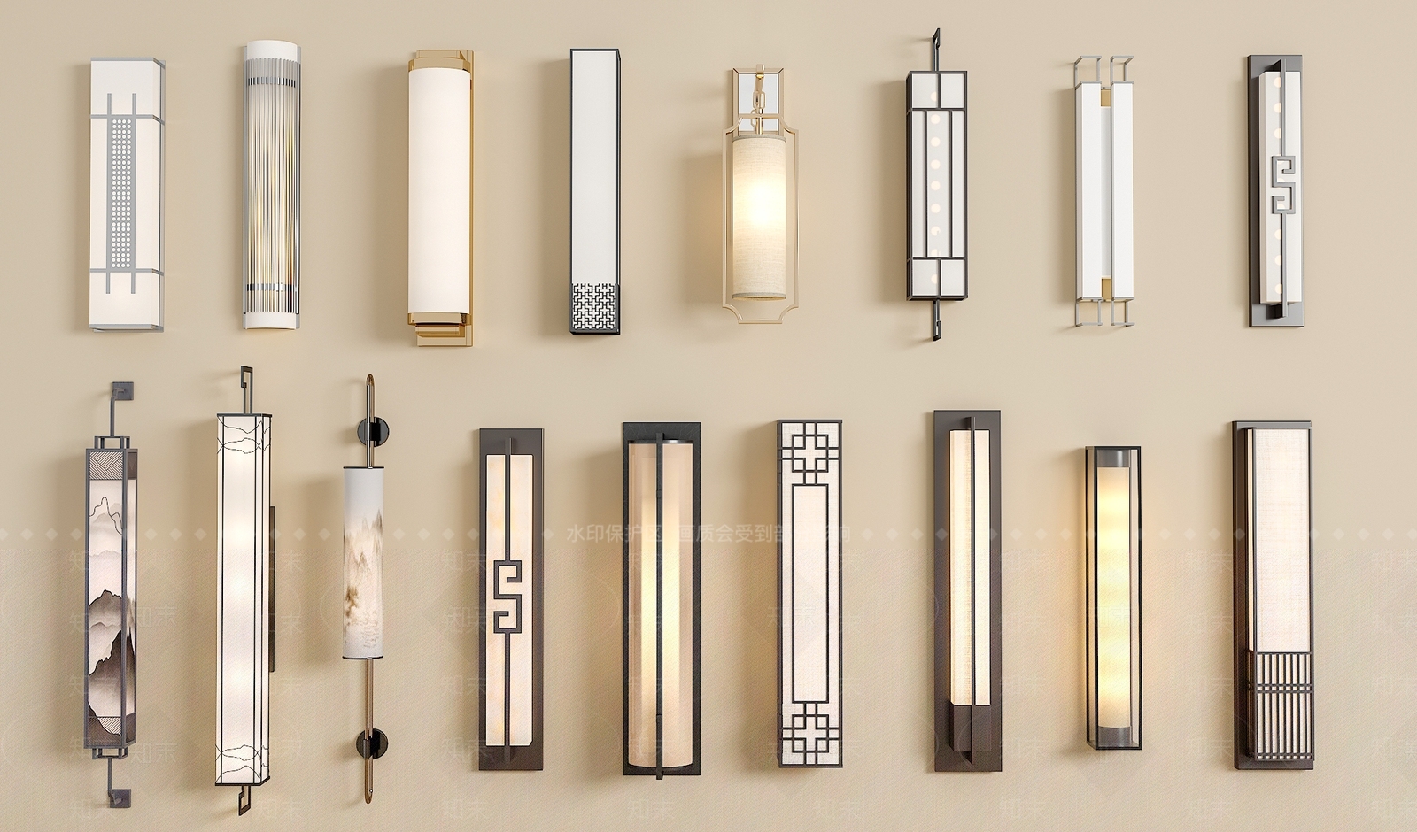 新中式中古壁灯3D模型下载【ID:1195628486】
