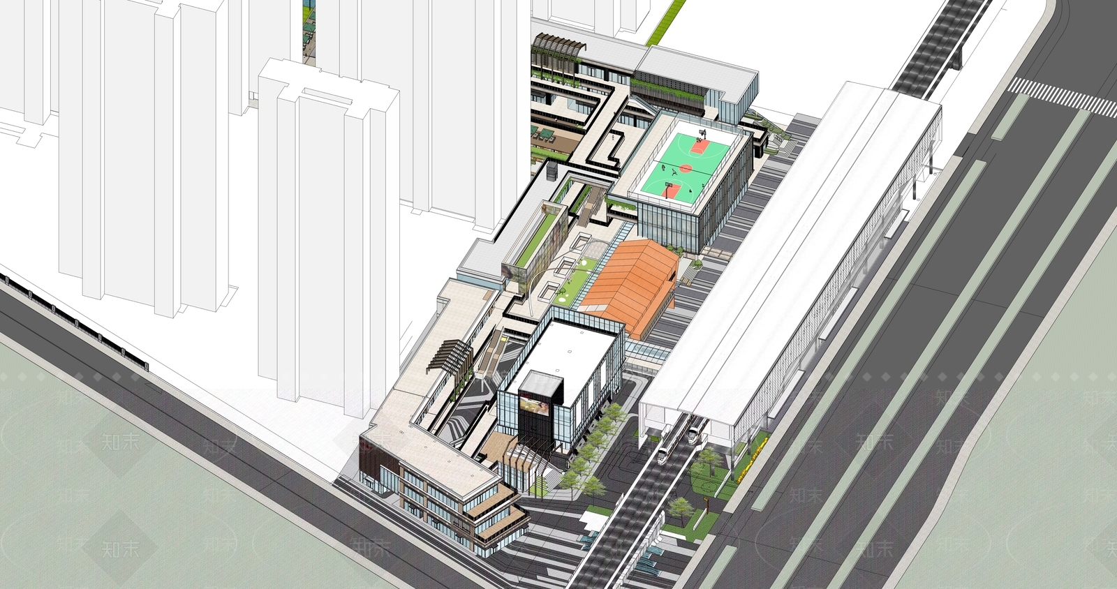 现代商业街SU模型下载【ID:1195629164】