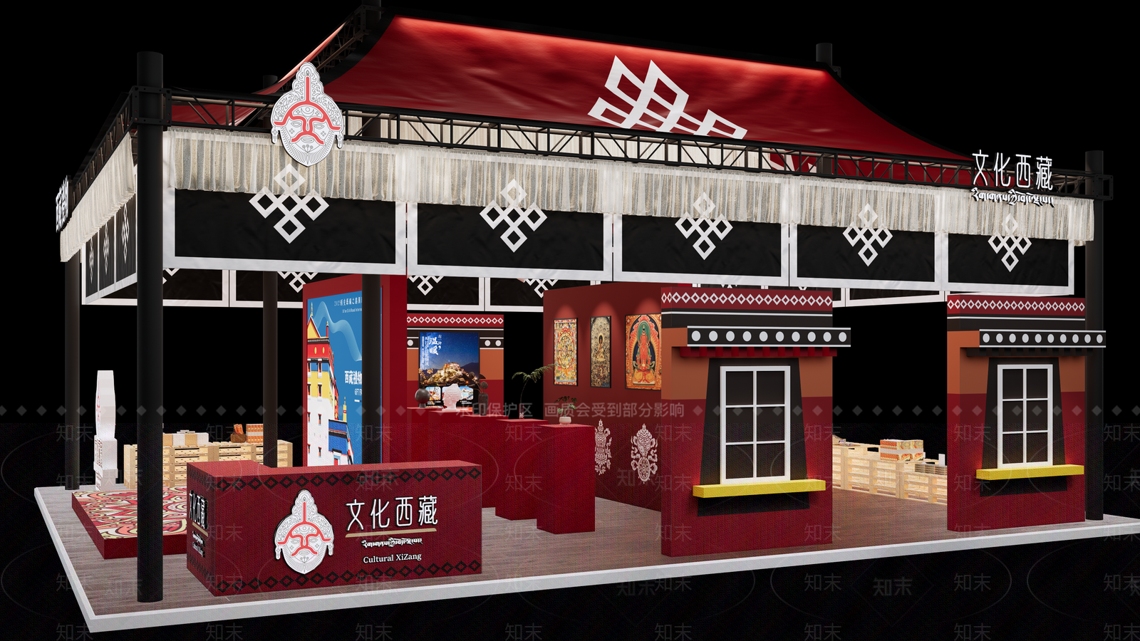 中古简约非遗展厅SU模型下载【ID:1195630639】