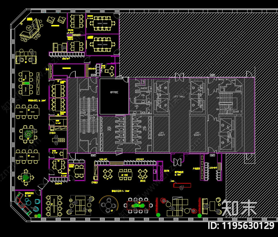 现代整体办公空间cad施工图下载【ID:1195630129】