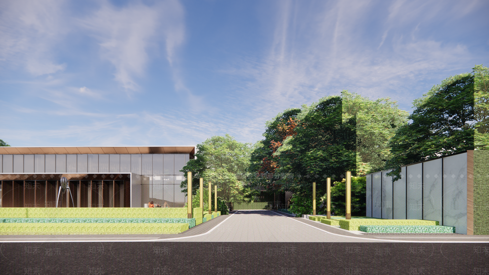 现代售楼处建筑SU模型下载【ID:1195632348】