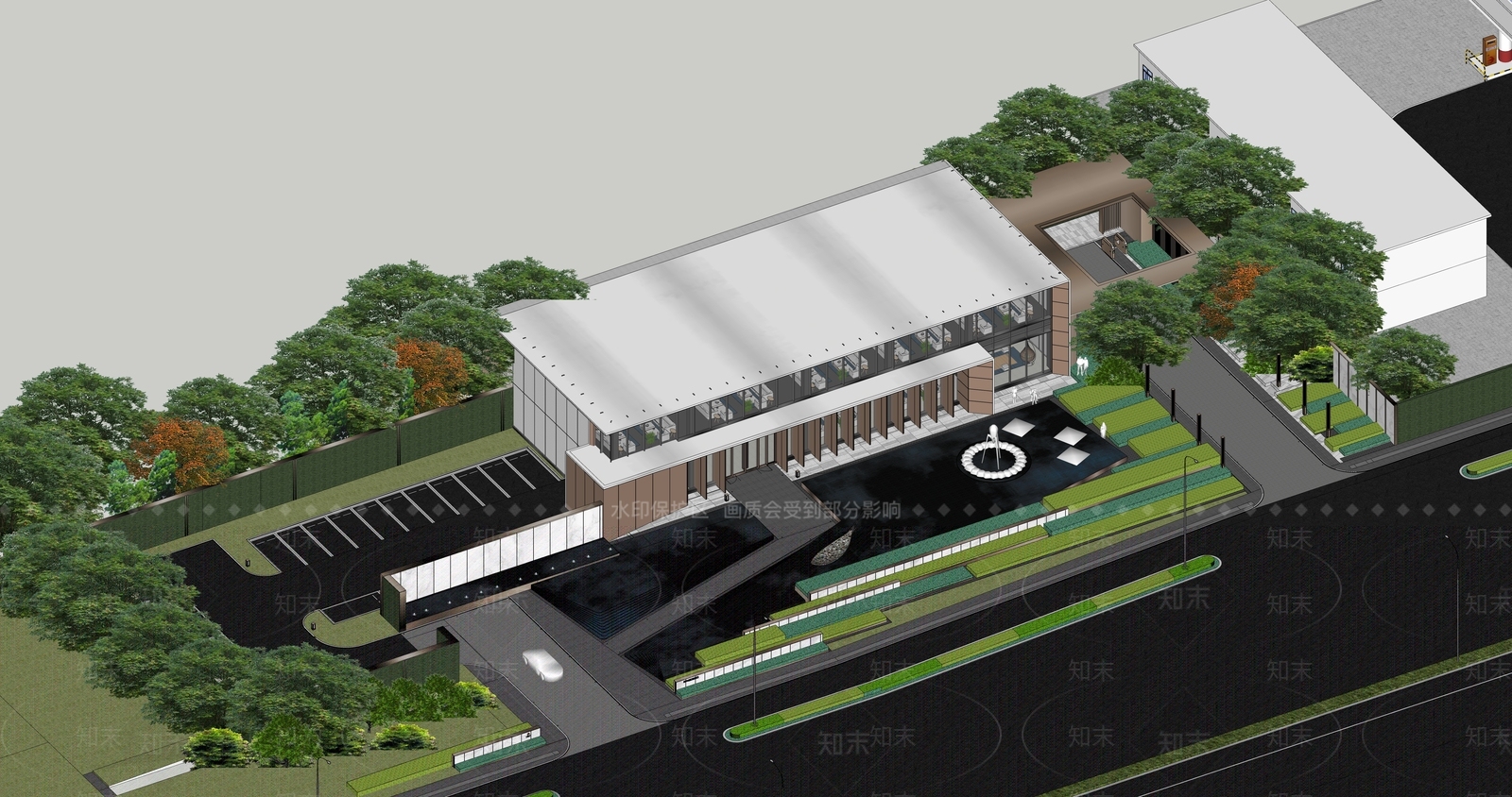 现代售楼处建筑SU模型下载【ID:1195632348】