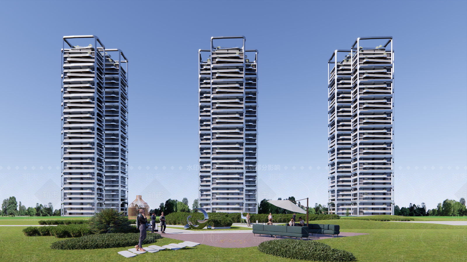 现代高层住宅SU模型下载【ID:1195633270】